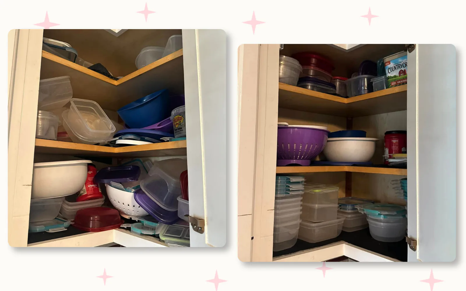 Organized kitchen cabinets before and after by Tidy KC