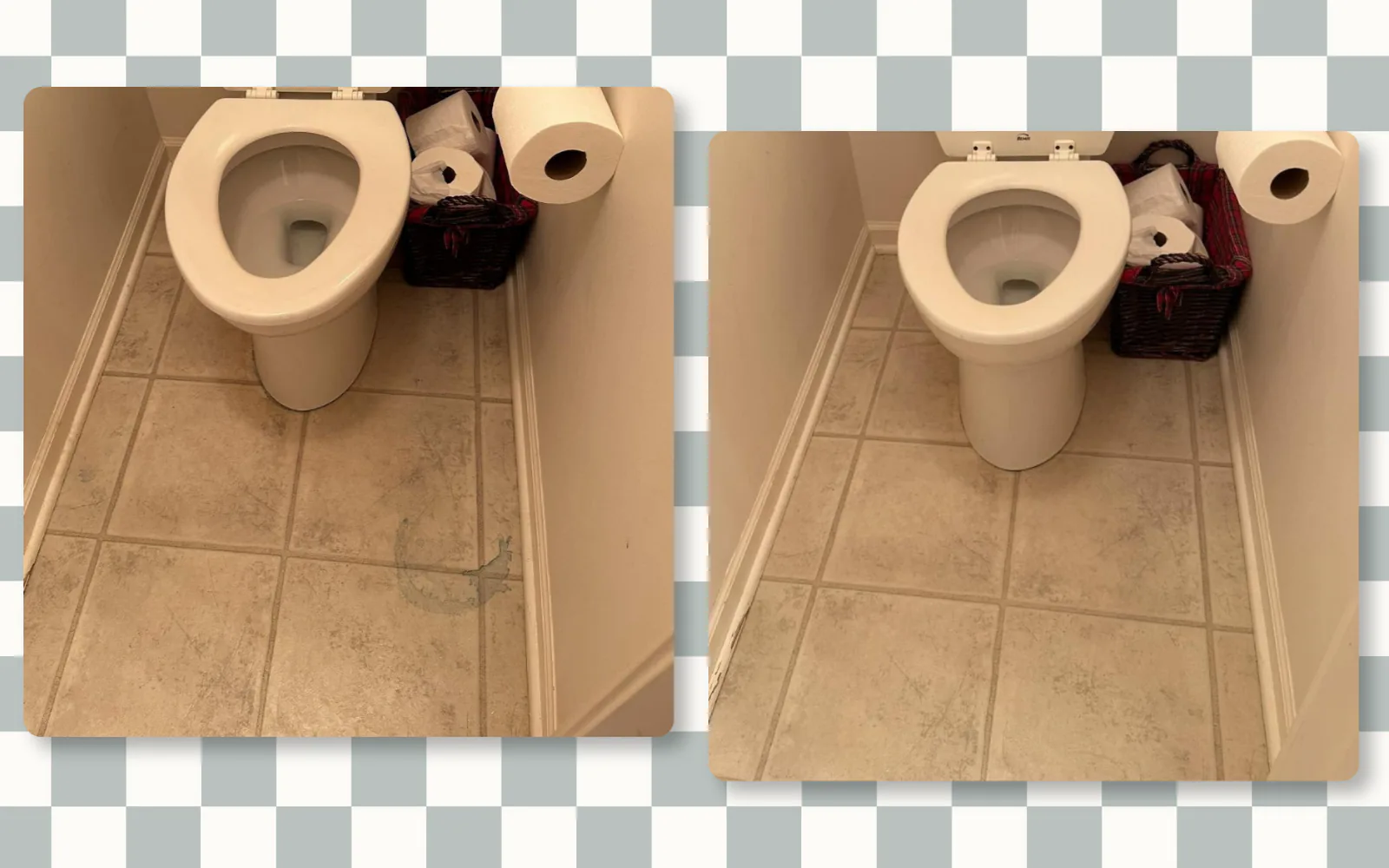 Bathroom floor cleaning before and after by Tidy KC