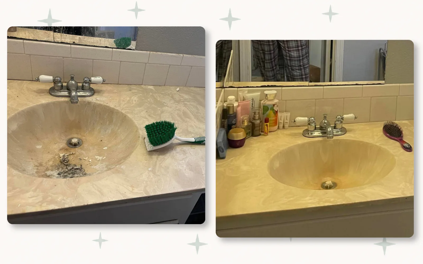 Bathroom sink cleaning before and after by Tidy KC