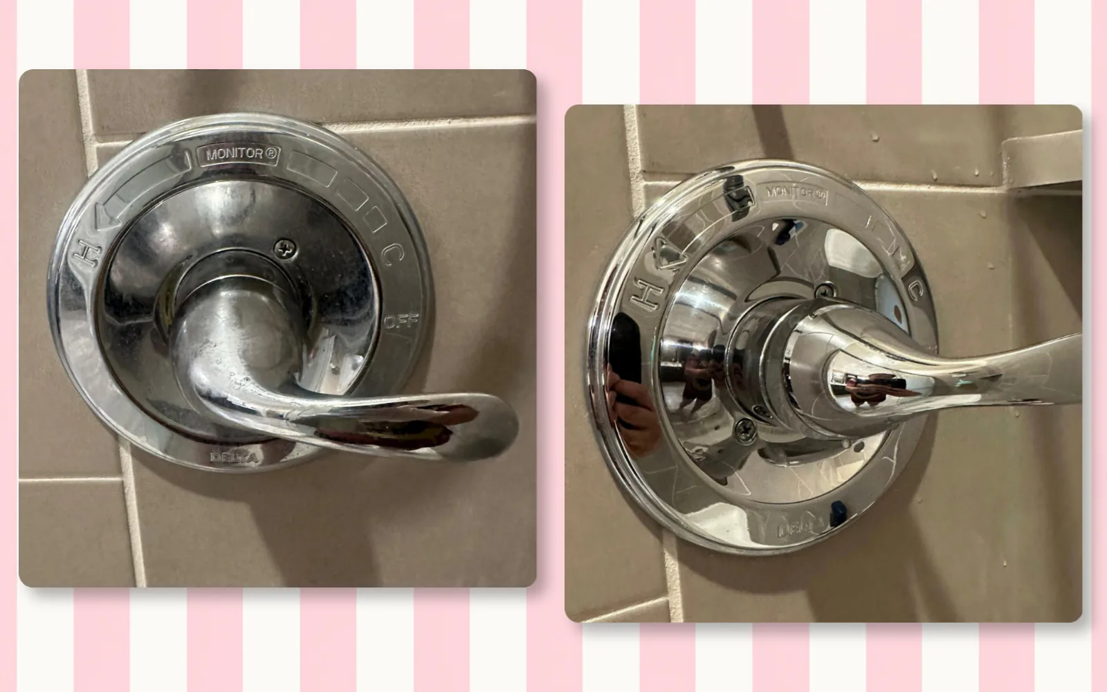 Shower faucet polishing before and after by Tidy KC