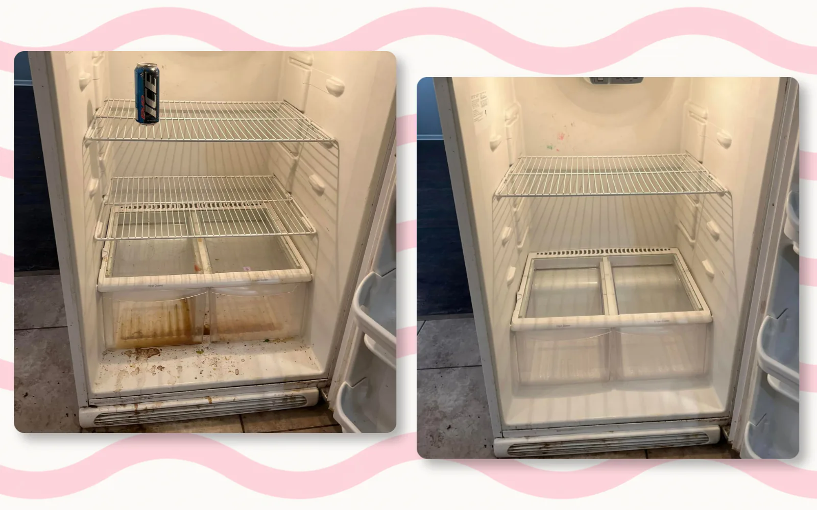 Residential fridge cleaning before and after by Tidy KC