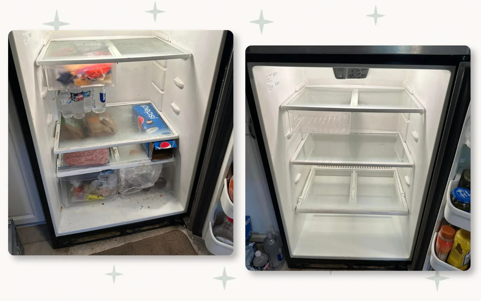 Fridge deep cleaning before and after by Tidy KC