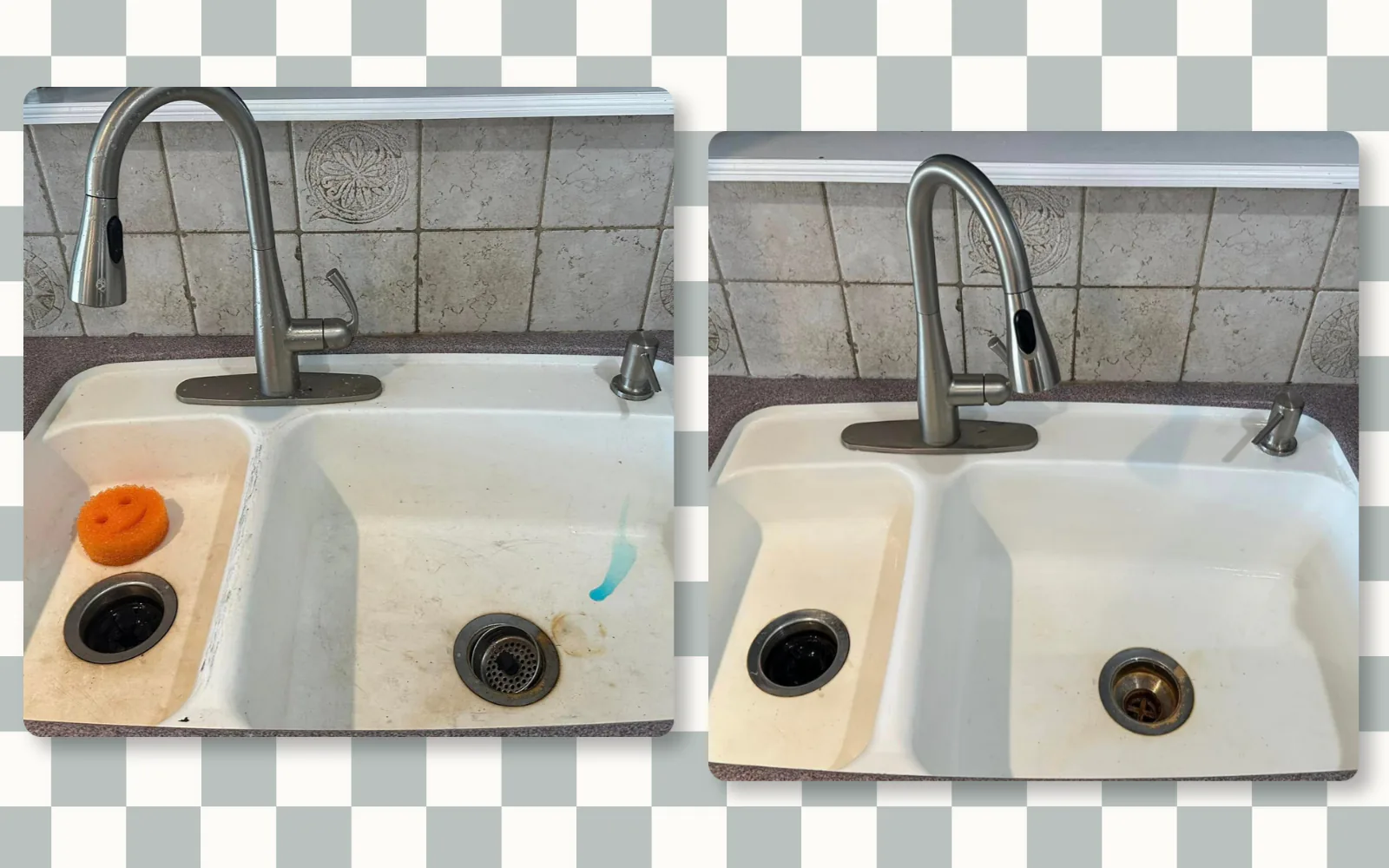 Kitchen sink cleaning before and after by Tidy KC