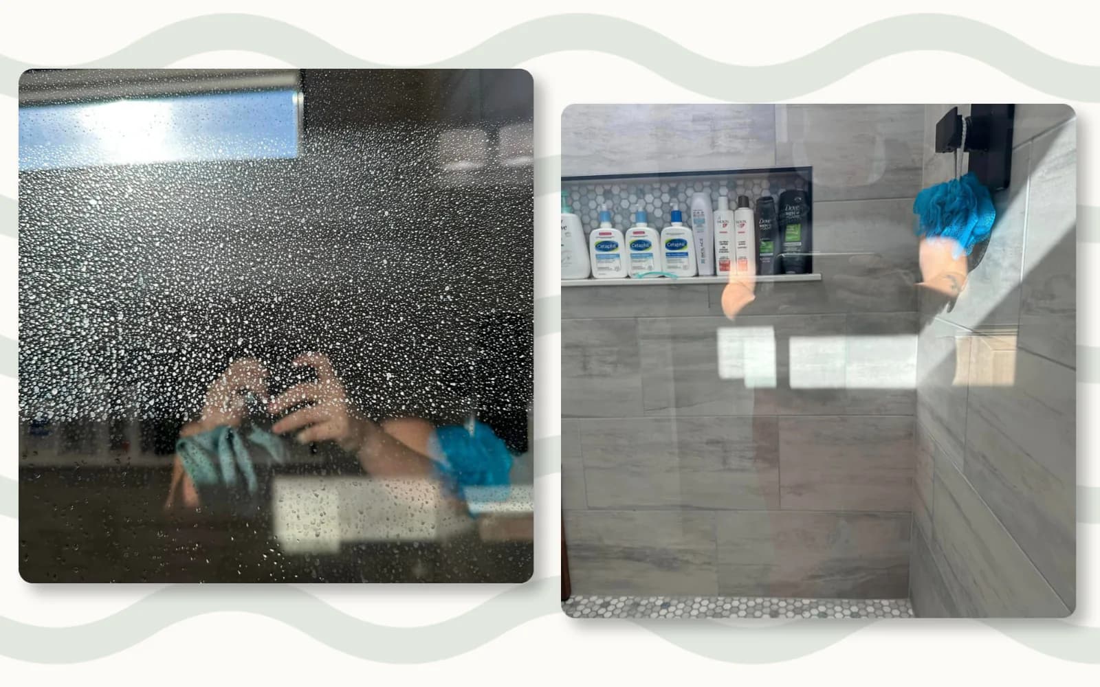 Shower door cleaning before and after by Tidy KC