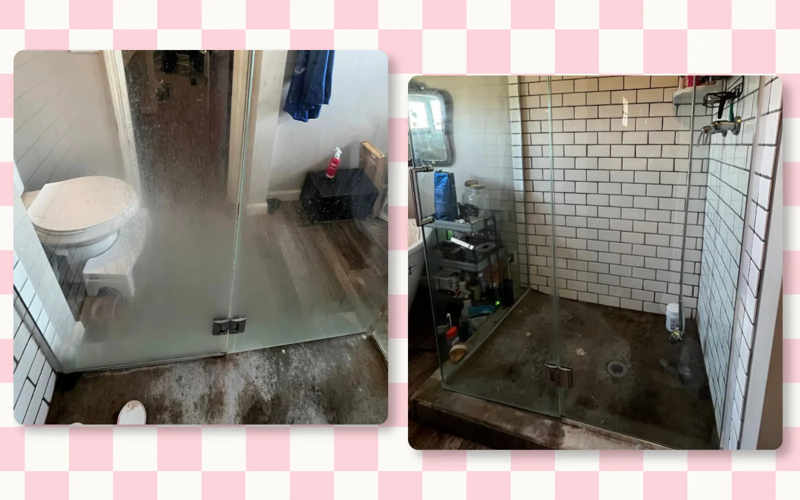Shower glass cleaning before and after by Tidy KC