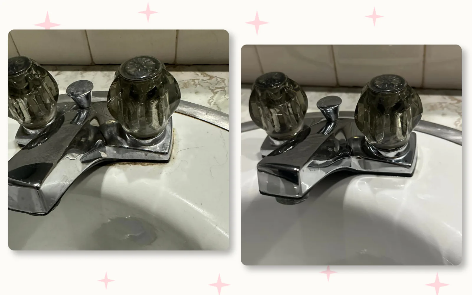 Sink faucet polishing before and after by Tidy KC