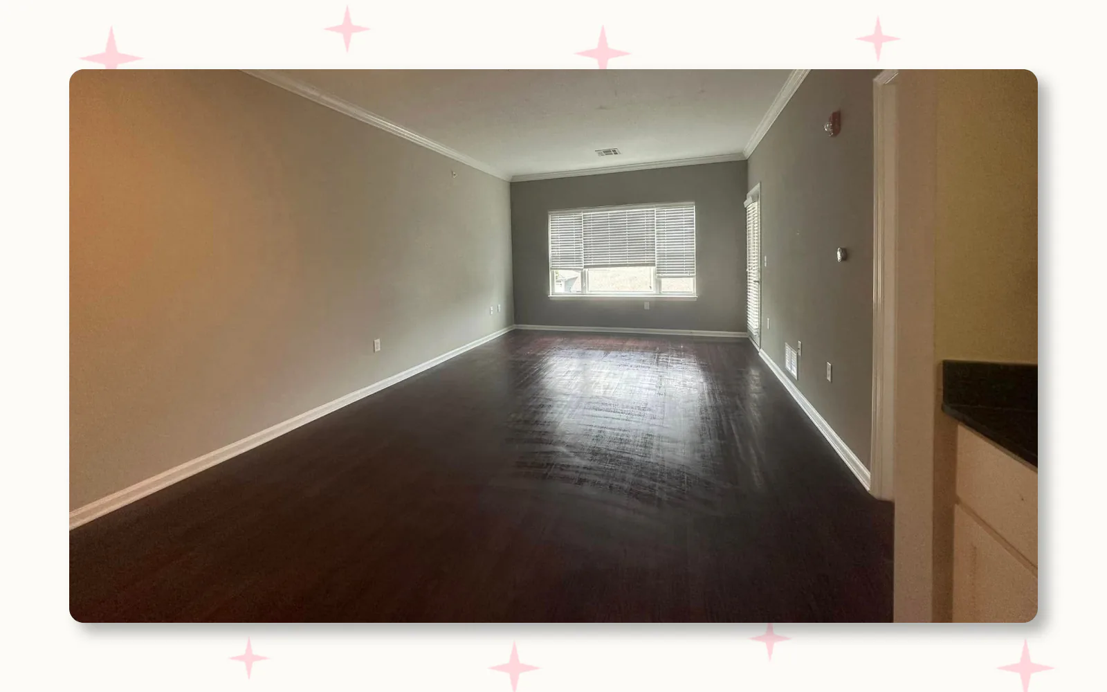 Move-in living room clean completed by Tidy KC