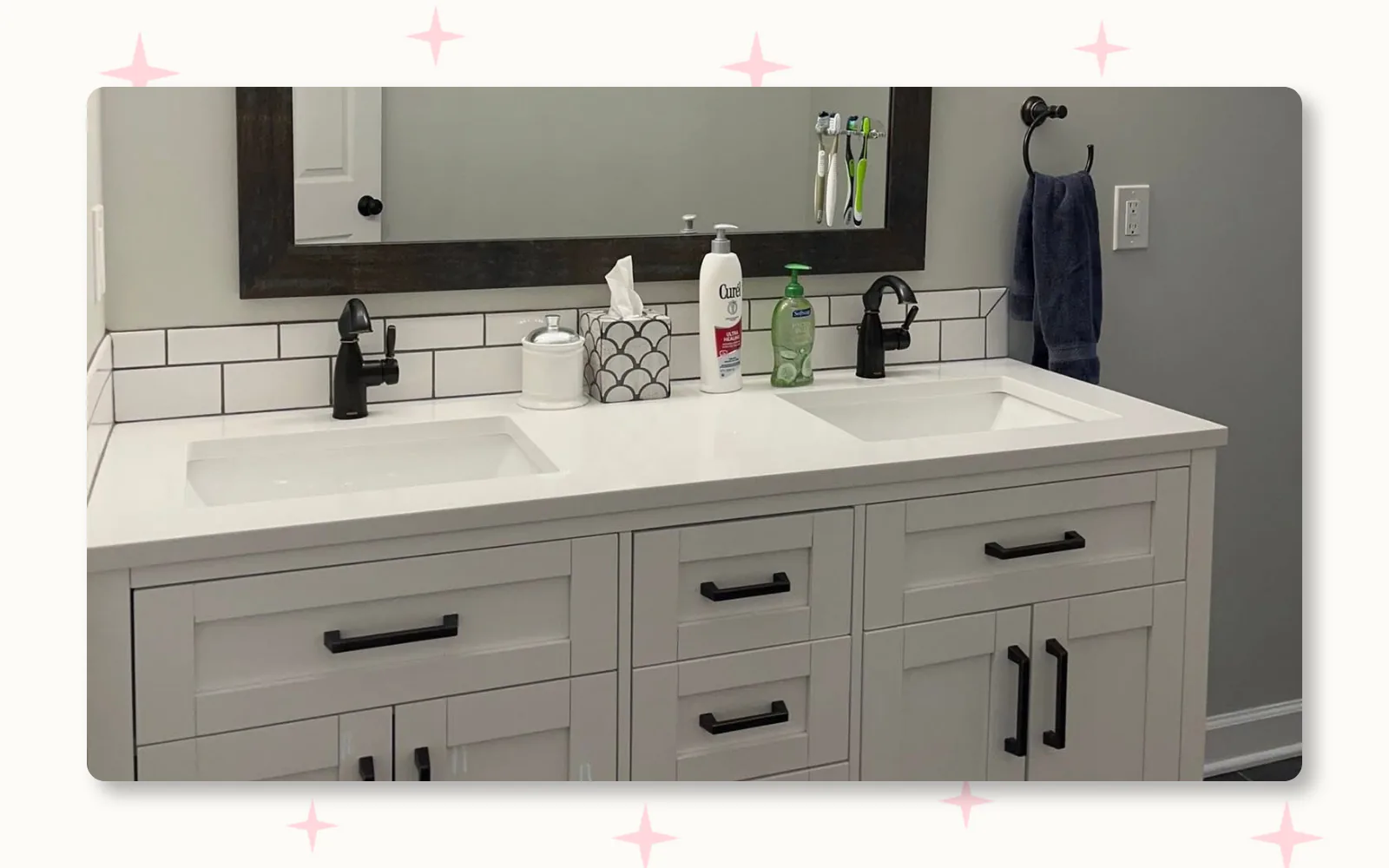 Residential bathroom vanity cleaning completed by Tidy KC