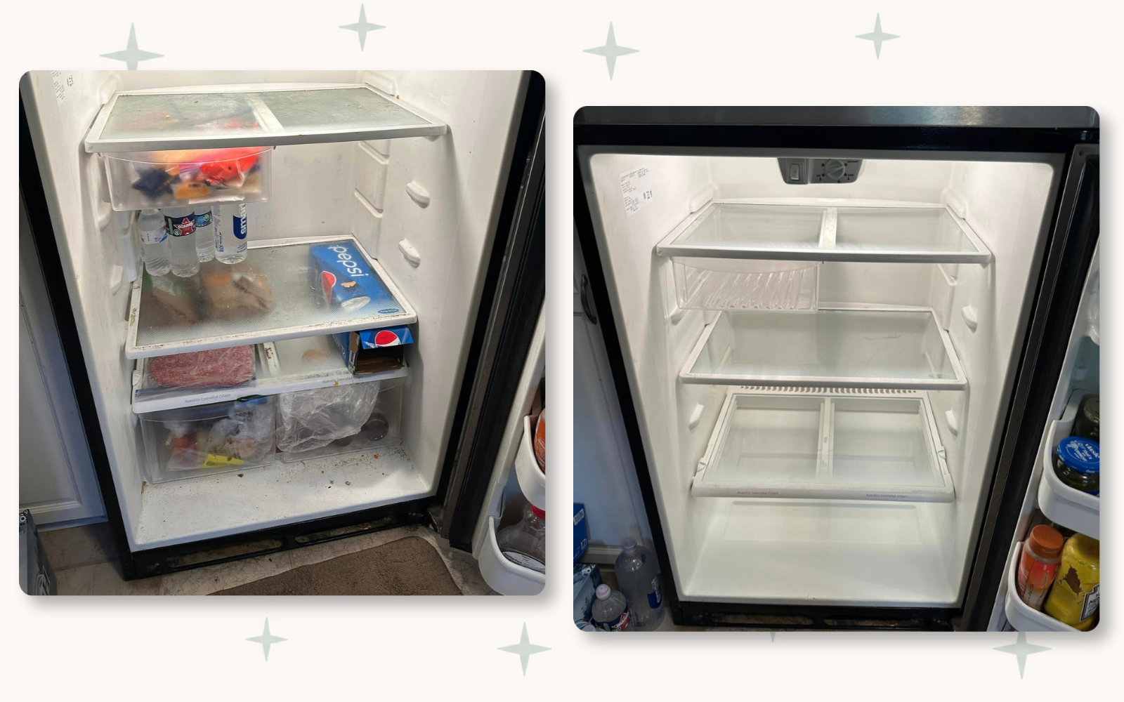 Fridge deep cleaning before and after by Tidy KC