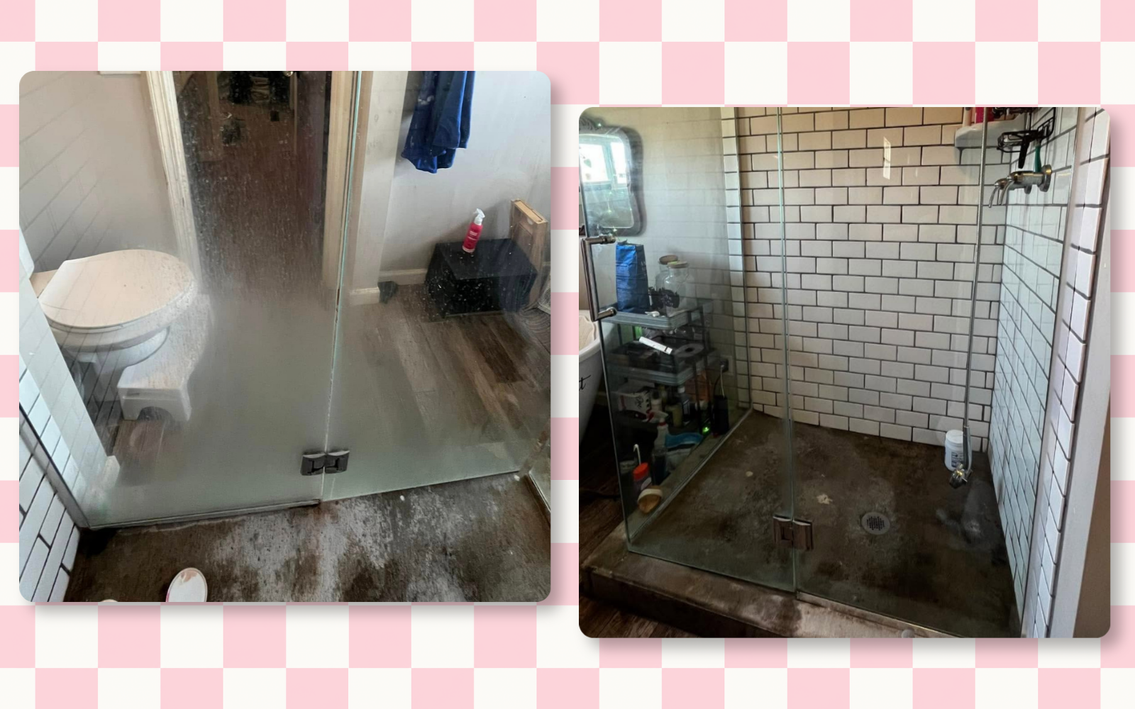 Shower glass cleaning before and after by Tidy KC
