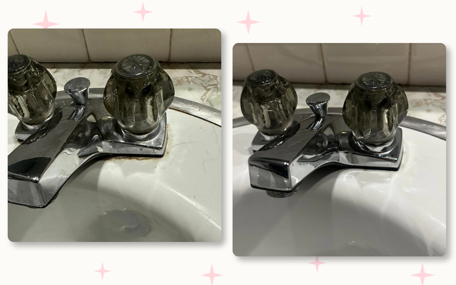 Sink faucet polishing before and after by Tidy KC